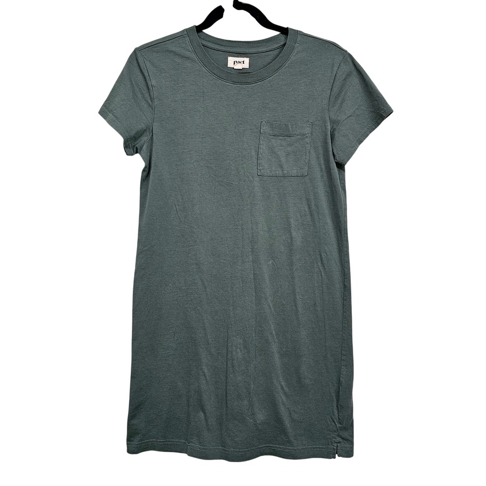 Pact S T-Shirt Dress Green Organic Cotton Mini Sustainable Casual Minimalist Eco